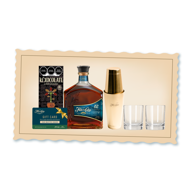 <h3><span style="color: rgb(0, 61, 77);">Descubre una experiencia sensorial completa con esta curación exclusiva que combina el refinamiento del Ron Flor de Caña 12 años con complementos cuidadosamente seleccionados.</span></h3>
<p> </p>
<p>Incluye acceso al Tour Maestro Ronero para profundizar en el arte de la destilación, chocolate semi-amargo de 70% para deleitar el paladar, un shaker de 2 piezas y un par de vasos old fashion para preparar cocteles sorprendentes. Una propuesta integral para el conocedor que valora tanto la calidad del espíritu como los detalles que enriquecen la experiencia.</p>
<p> </p>
<p>• Ron Flor de Caña 12 años 750 ml</p>
<p>• Chocolate Semi-Amargo 70%</p>
<p>• Boston Shaker</p>
<p>• Set de 2 Vasos Old Fashion</p>
<p>• Un cupón para 2 personas para disfrutar de nuestro exclusivo Tour Maestro Ronero.</p>
<p>• Una canasta práctica, ideal para reutilizar y guardar más detalles especiales.</p>
<p> </p>
<div class="product__description rte quick-add-hidden">
<p><span style="color: rgb(39, 97, 67);"><strong>Incluye un regalo navideño de Flor de Caña 135 aniversario.</strong></span></p>
</div>